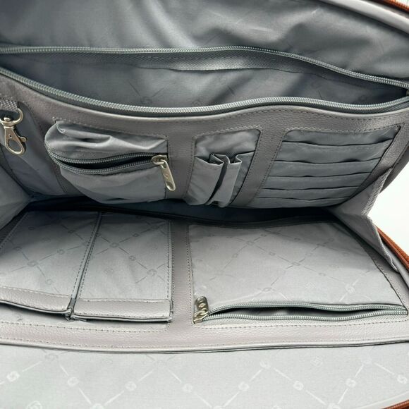 Samsonite burnt‎ orange tweed footed briefcase laptop bag carry on leather strap - Picture 6 of 16